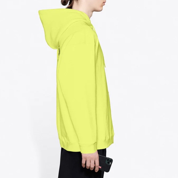 Balenciaga Oversized Crew Alphabet Printed Hoodie - Fluorescence Yellow - 2XL - Picture 2 of 9